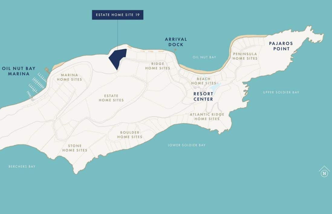 Oil Nut Bay ocean view property map